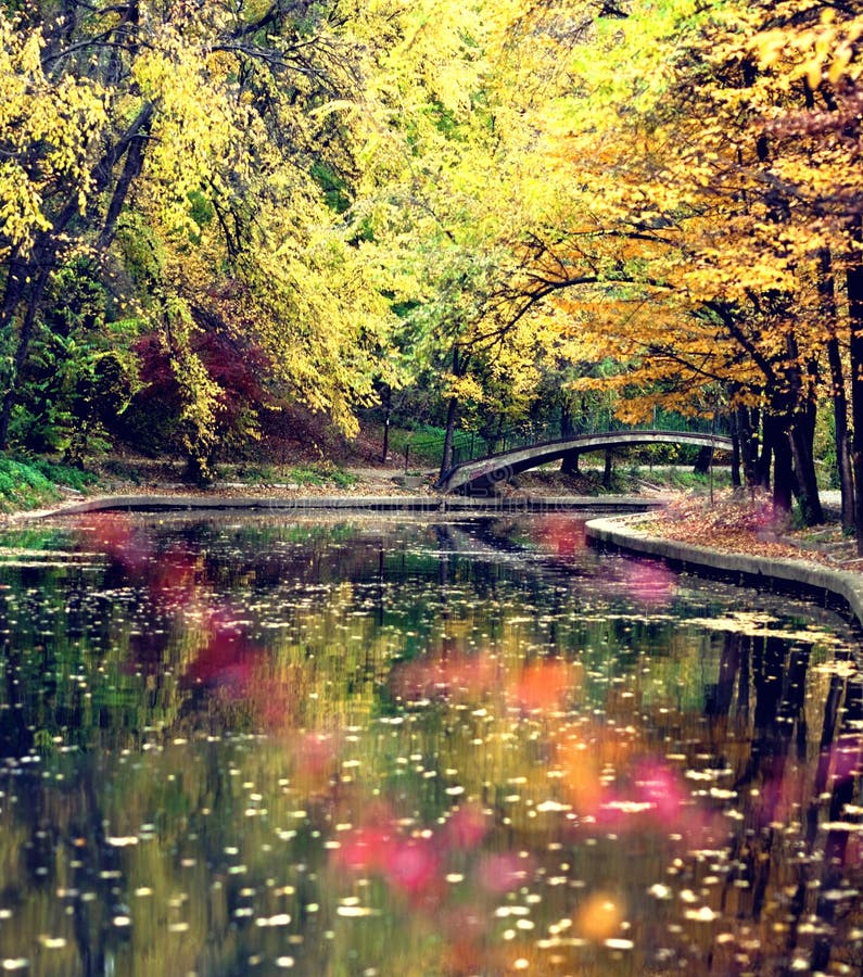 Fluss und herbstliche Bäume lizenzfreie stockfotos Fluss und herbstliche Bäume lizenzfreie stockfotos