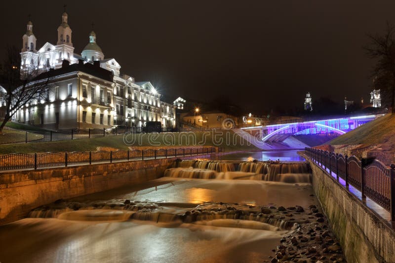 Fluss Vitba-Mund. Im Stadtzentrum gelegenes Vitebsk. lizenzfreie stockfotografie