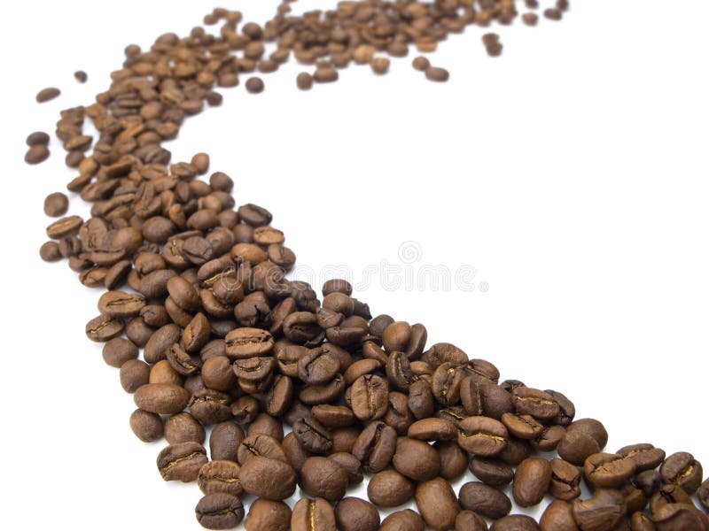 Flow of coffee beans. coffee beans isolated on white. Flow of coffee beans. coffee beans isolated on white.