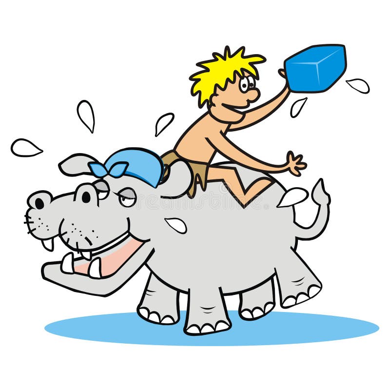 Flusspferd und Mann lizenzfreie abbildung Flusspferd und Mann lizenzfreie abbildung