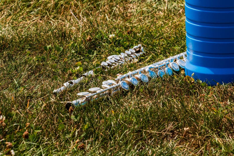 Flute Lying in the Grass during Marching Band Camp Stock Image Image