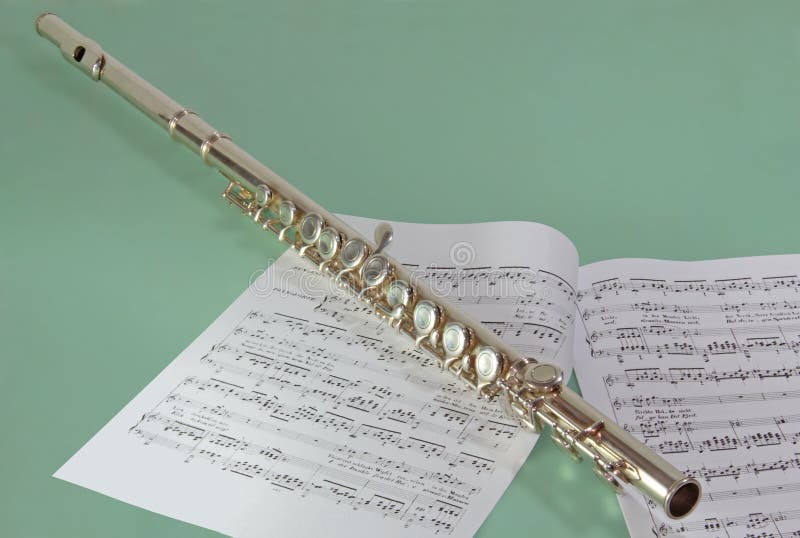 Flute and notes stock photos