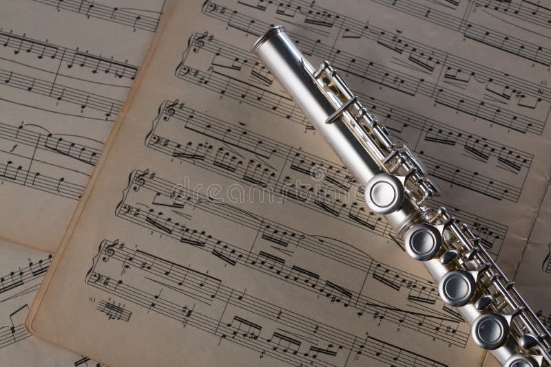 Flute on Old Notes Background for Graphic and Web Design, Modern Background.  Internet Concept Stock Image - Image of flutist, musical: 138295165