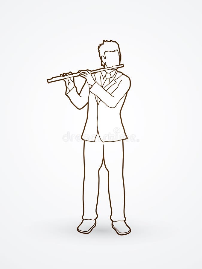 Flute player stock vector. Illustration of male, people 77131794