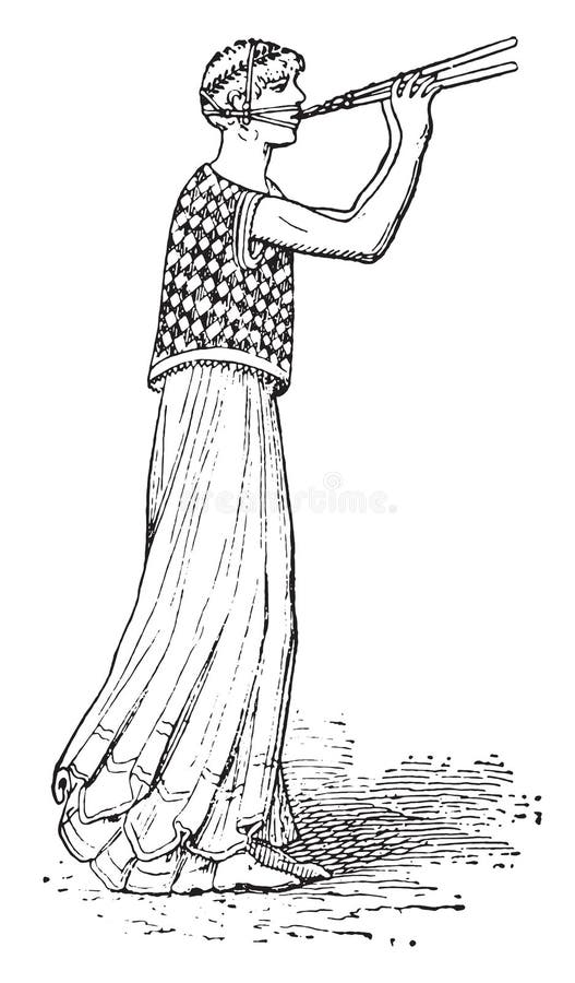 Playing a Flute, Illustration, Vector Stock Vector Illustration of