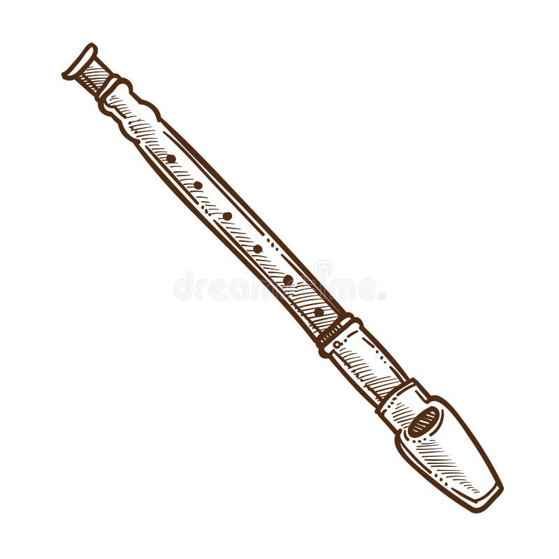Juicio fusión Durante ~ Flute or Tube, Wind Musical Instrument Isolated Sketch Stock Vector -  Illustration of performance, hole: 155567097