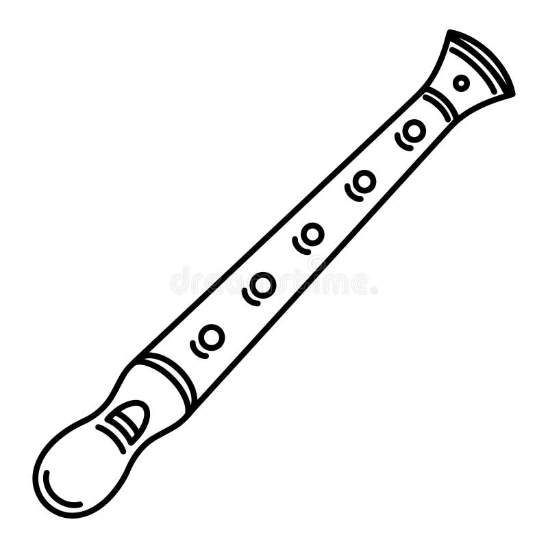 Flute Vector Icon. Hand Drawn Wooden or Metal Musical Instrument Stock ...