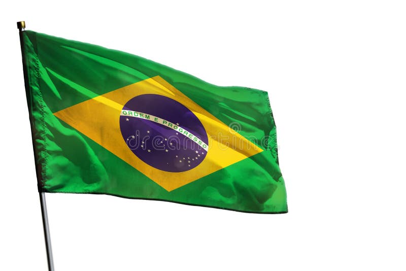 Lá cờ Brazil phấp phới trên nền trắng sáng, tạo ra cảm giác tự do và vui tươi cho người xem. Đừng bỏ lỡ cơ hội tận hưởng một hình ảnh đậm chất Brazil đầy năng lượng.