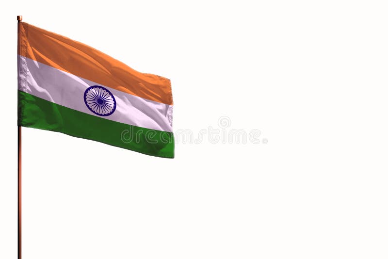 Fluttering India Isolated Flag on White Background, Mockup with the Space  for Your Content Stock Photo - Image of mockup, white: 135658640