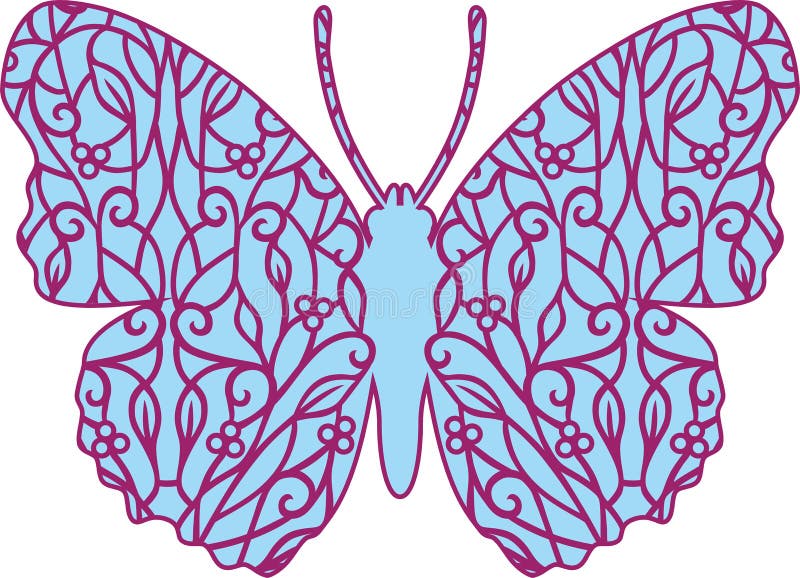 Fluture ornamental izolat pe alb stock illustration
