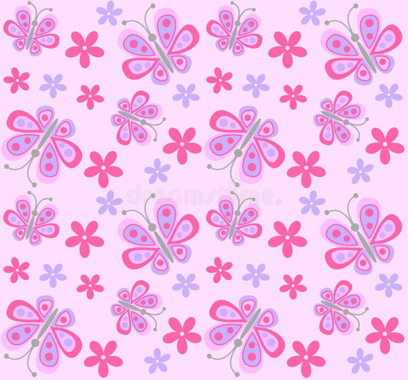 Fluture și model de floare fără sudură vector illustration