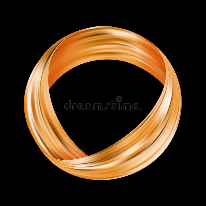 Fluxo do ouro do círculo detalhado Anel realístico da onda ilustração do vetor Fluxo do ouro do círculo detalhado Anel realístico da onda ilustração do vetor