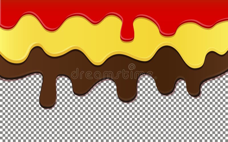 Fluyendo abajo del chocolate, del atasco y de la miel en fondo transparente libre illustration Fluyendo abajo del chocolate, del atasco y de la miel en fondo transparente libre illustration