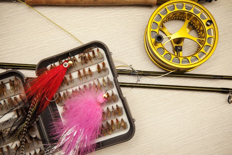 Fly fishing equipment stock image. Image of brown, catch 144820041