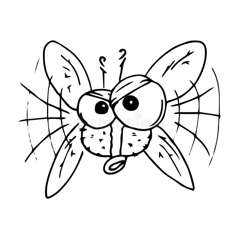 Fly Hand Drawn. Vector of Cartoon Fly. Icon Fly Stock Illustration ...