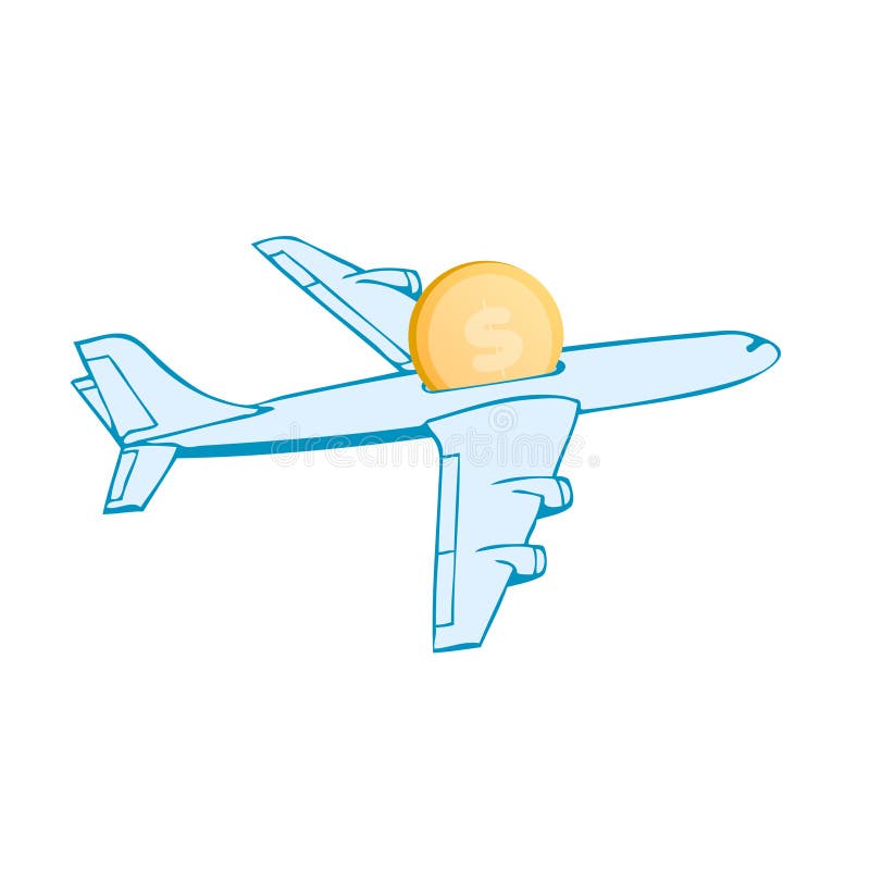 Vector illustration of airplane as money box, a nice idea for low cost airline companies and commercials. Vector illustration of airplane as money box, a nice idea for low cost airline companies and commercials