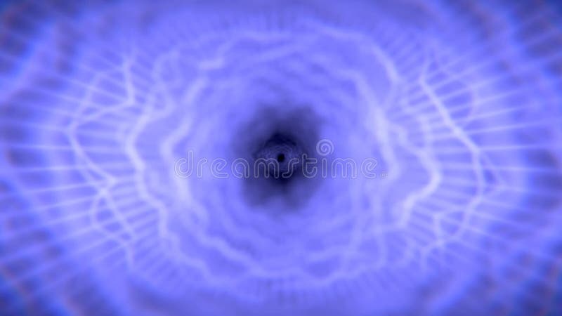 Fly thru blue audio waveform beats signal tunnel pulsating royalty free illustration