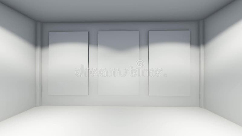 Fly through to futuristic white color spacious interior royalty free illustration