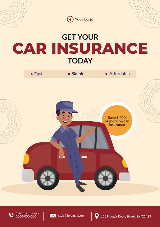 Flyer Design of Get Your Car Insurance Stock Vector Illustration of