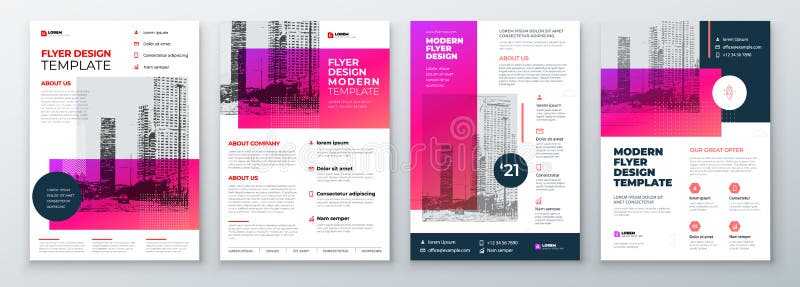 Flyer Design Set. Modern Flyer Background Design. Template Layout for Flyer. Concept with Dynamic Line Shapes. Vector vector illustration