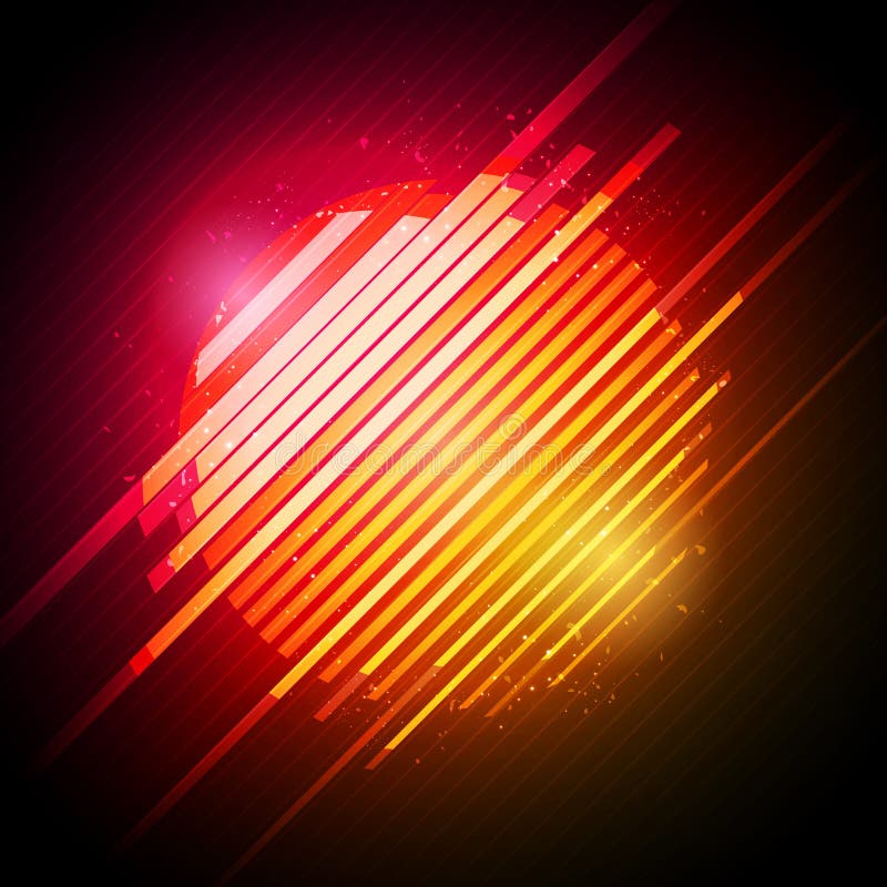 Vector illustration abstract 80s retro neon glowing sun with glitch effect. stock illustration