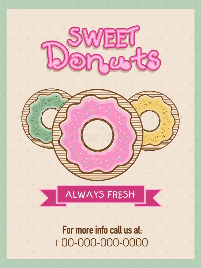 Flyer or Menu Card for Sweet Donuts Shop. Stock Illustration ...