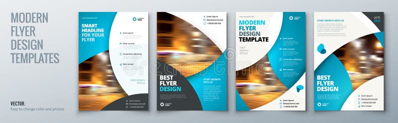 Flyer template layout design. Business flyer, brochure, magazine or flier mockup in bright colors. Vector royalty free illustration