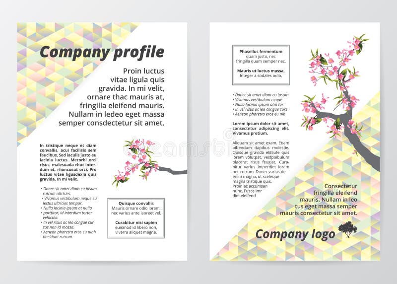 Flyer template sakura tree (cherry blossom) illustration on colorful low polygon background. royalty free illustration Flyer template sakura tree (cherry blossom) illustration on colorful low polygon background. royalty free illustration
