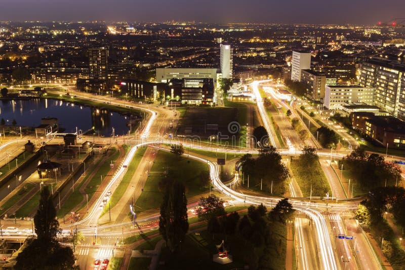 Flyg- panorama av Rotterdam royaltyfri bild Flyg- panorama av Rotterdam royaltyfri bild