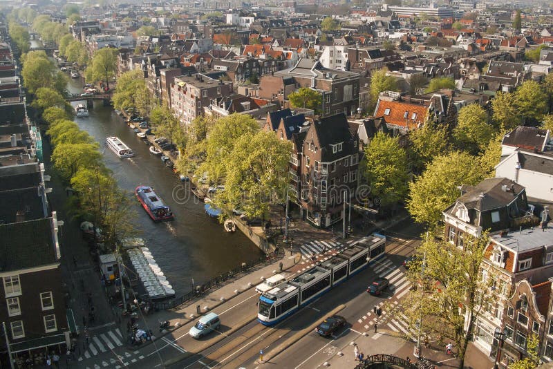 Flyg- sikt av Amsterdam royaltyfri fotografi Flyg- sikt av Amsterdam royaltyfri fotografi