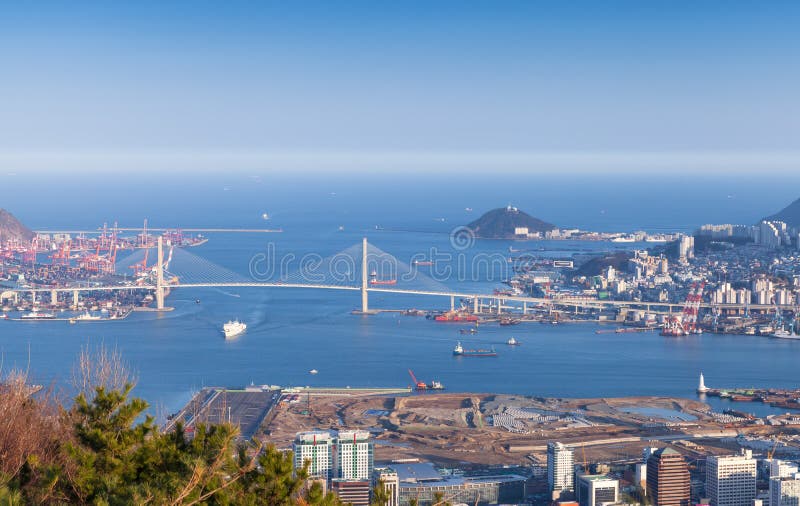 Flyg- sikt av Busan, Sydkorea arkivbilder Flyg- sikt av Busan, Sydkorea arkivbilder