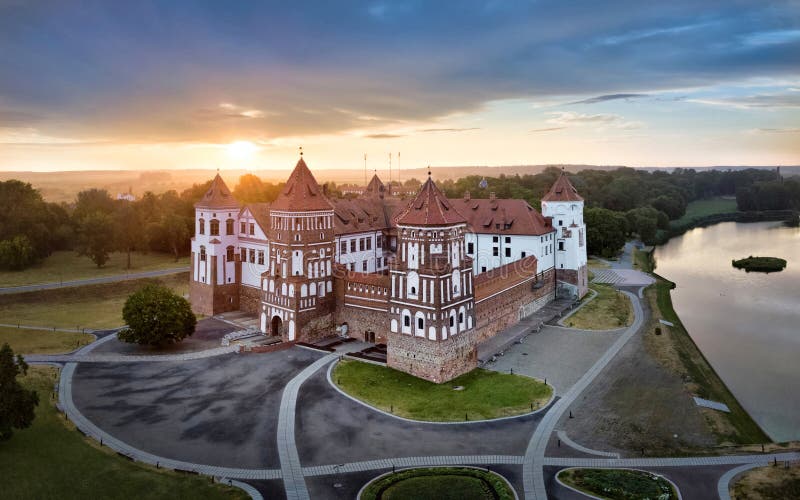 Flyg- sikt av Mir Castle, Vitryssland