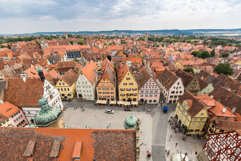Flyg- sikt av Rothenburg obder Tauber royaltyfri bild Flyg- sikt av Rothenburg obder Tauber royaltyfri bild