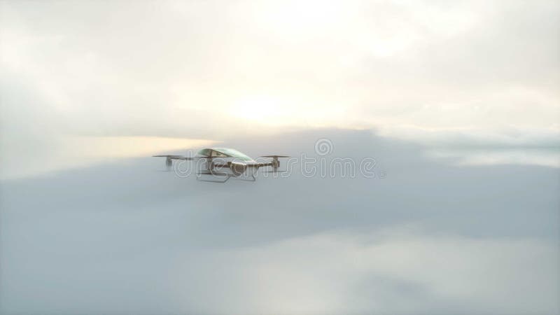 Flygande kopiatorbil med människor. framtida 3d-rendering. vektor illustrationer