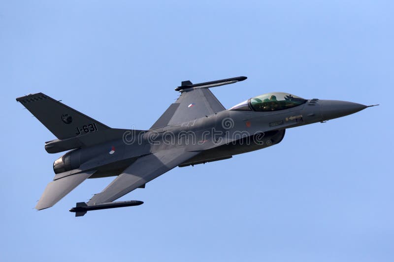 Flygplan för stråle för kunglig nederländsk falk för flygvapenKoninklijke Luchtmacht General Dynamics F-16AM stridighet militärt