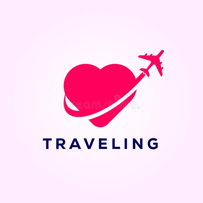 Flygplansymbol av loppet med förälskelse, lopplogodesigner royaltyfri illustrationer