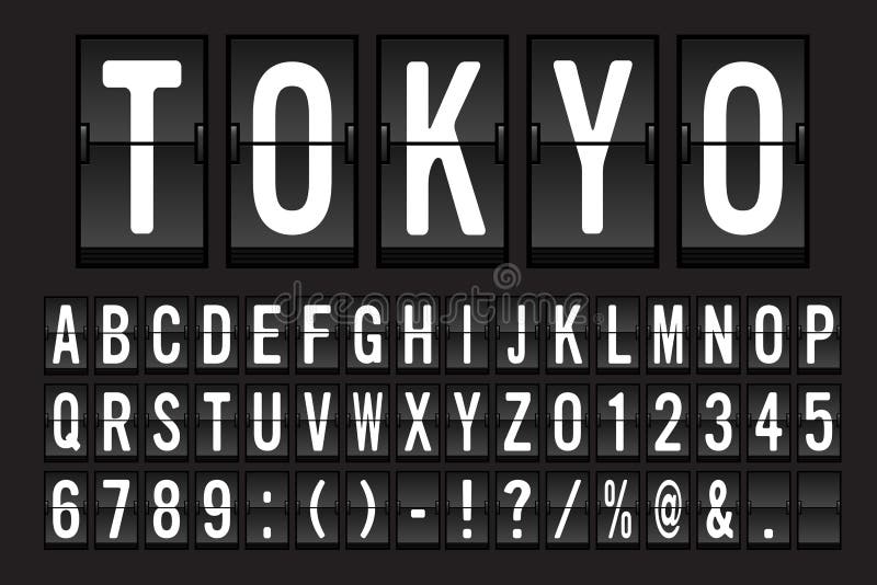 Flygplats mekaniska Flip Board Panel Font vektor illustrationer Flygplats mekaniska Flip Board Panel Font vektor illustrationer