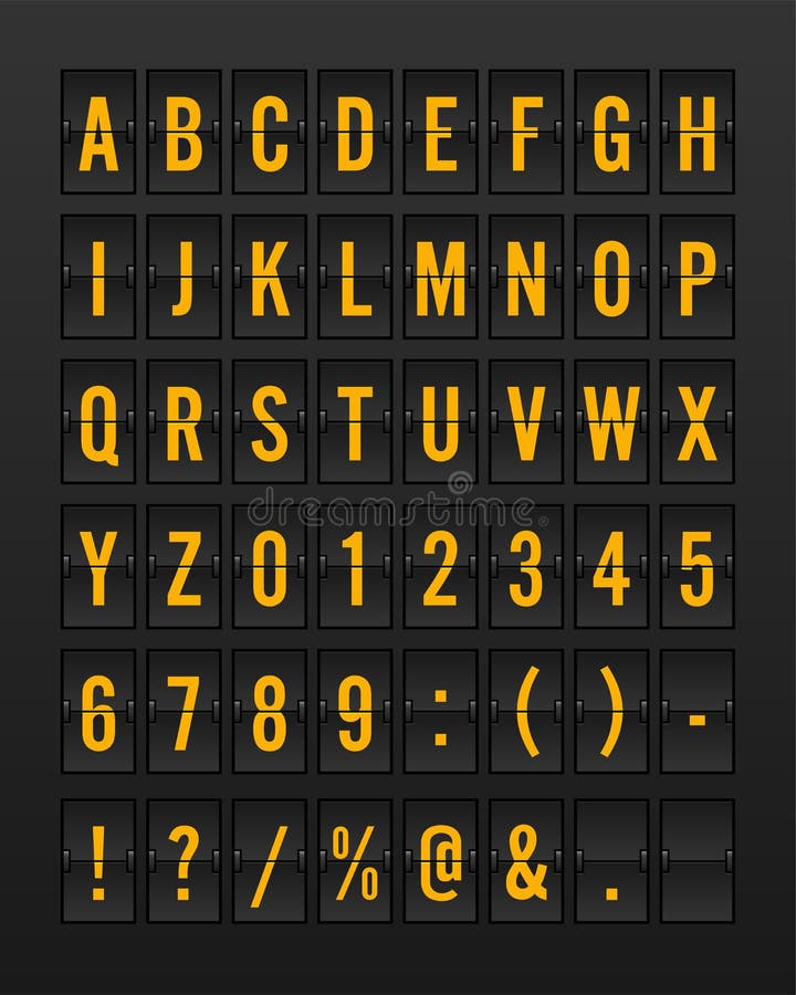 Flygplats mekaniska Flip Board Panel Font vektor illustrationer Flygplats mekaniska Flip Board Panel Font vektor illustrationer