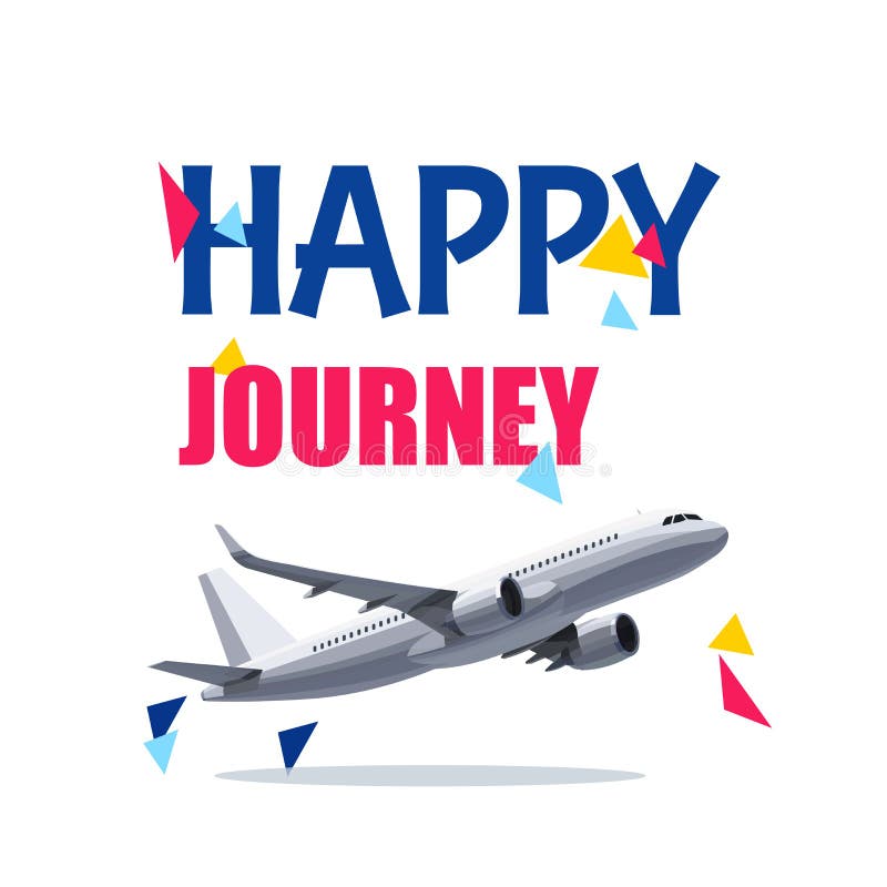 Flying Airplane with Happy Journey Header. Wishes For a Good Trip.Concept For Travel Company Banner, Poster,Voucher,Ticket,Magazine.Eps 10. Flying Airplane with Happy Journey Header. Wishes For a Good Trip.Concept For Travel Company Banner, Poster,Voucher,Ticket,Magazine.Eps 10