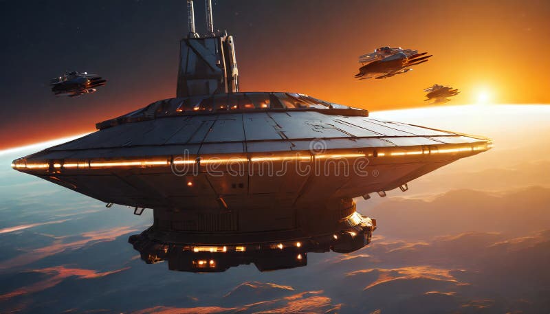 Flying alien ship vector illustration