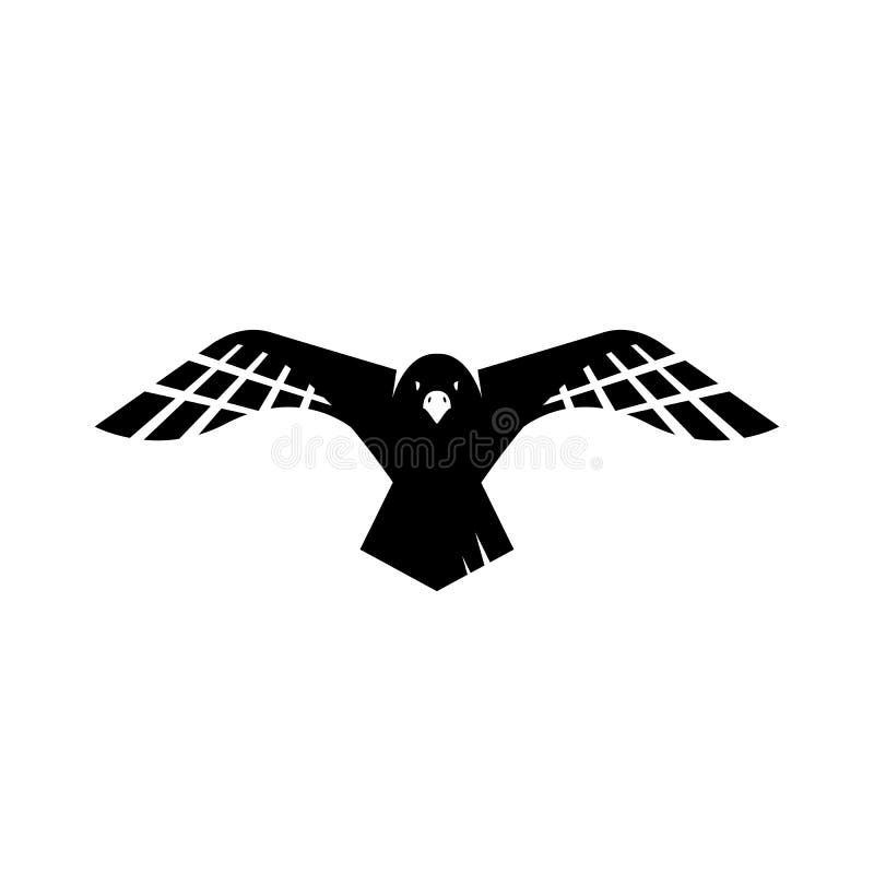 Flying black crow raven logo design vector sign illustrations vector illustration