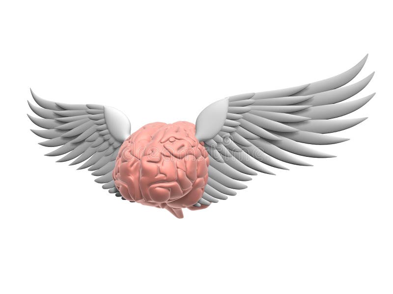 Flying brain stock illustration. Illustration of clip - 1777298