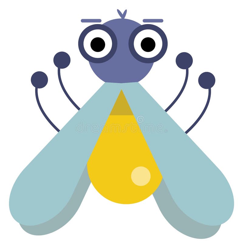 Flying bug. Cartoon fly character. Funny insect vector illustration