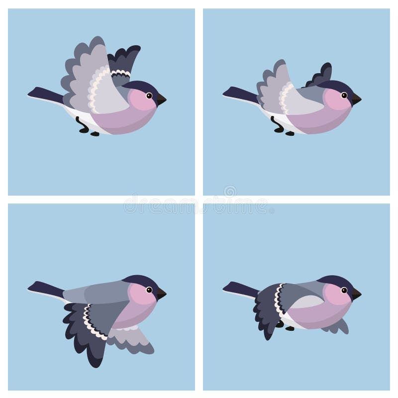 Flying Bullfinch Female Animation Sprite Sheet Stock Vector - Illustration  of birdie, little: 140346354