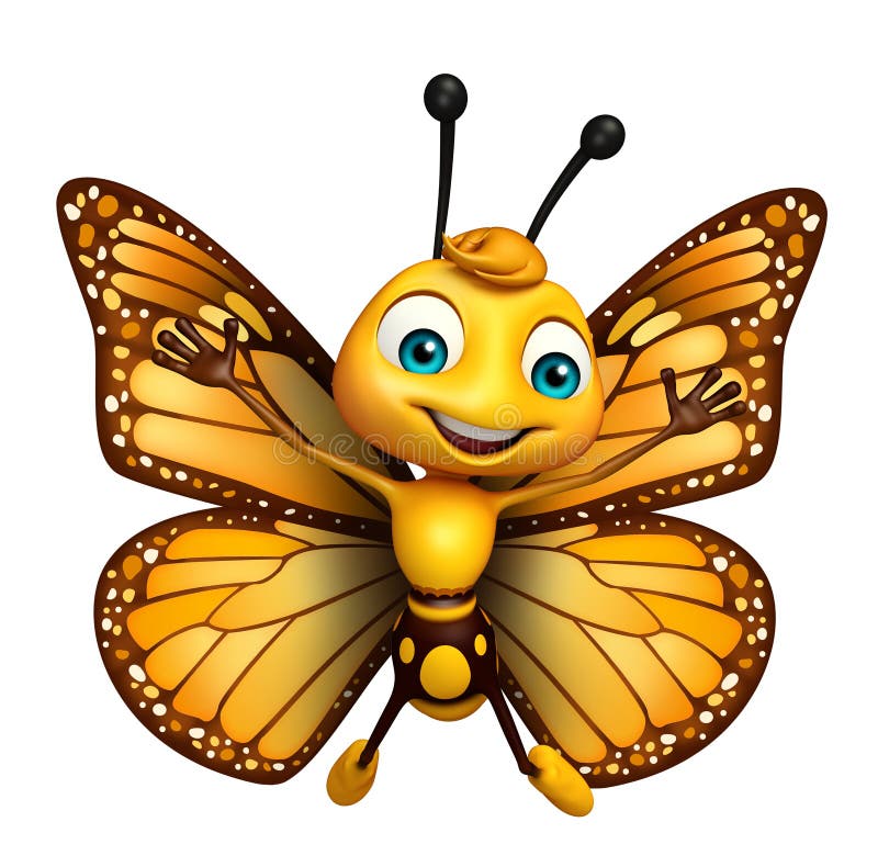 Flying Butterfly Cartoon Character Stock Illustration Illustration of