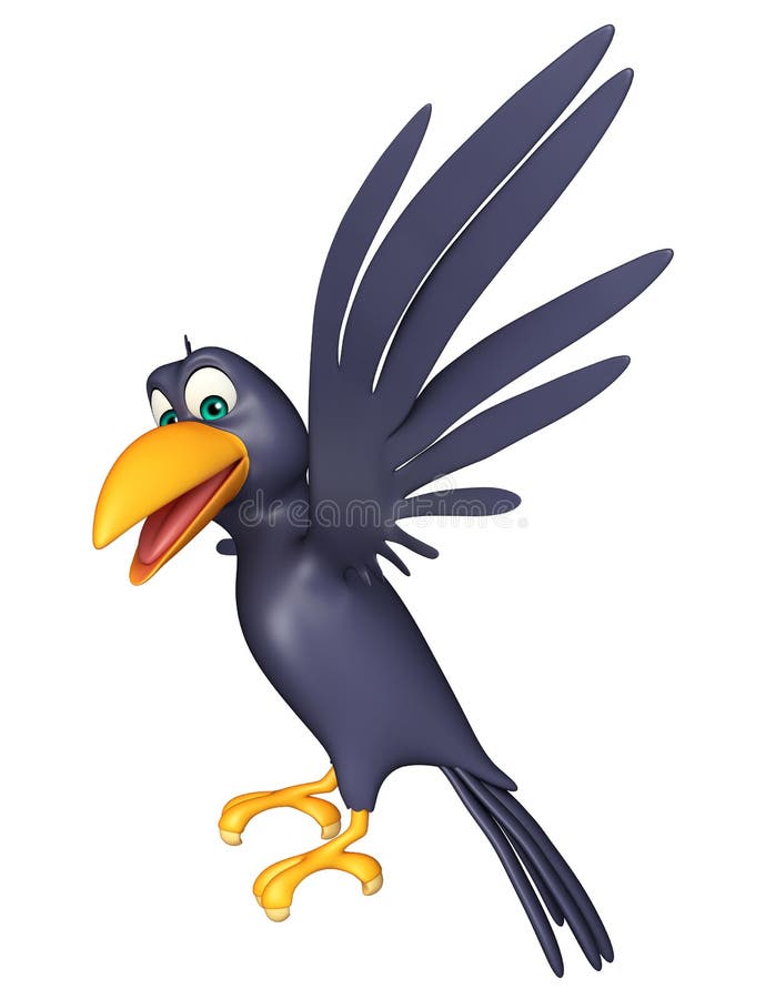 Flying Crow Cartoon Character Stock Illustration - Illustration of