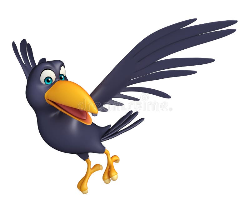 Flying Crow Cartoon Character Stock Illustration - Illustration of wild