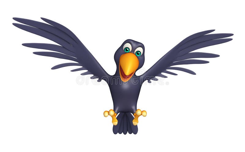 Flying Crow Cartoon Character Stock Illustration - Illustration of