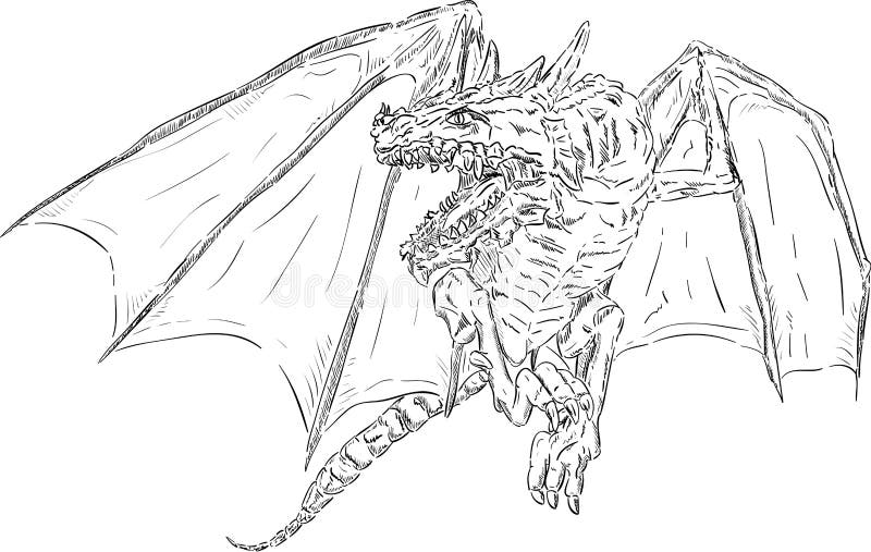 Dragon Flying Sketch Royalty-Free Images, Stock Photos & Pictures