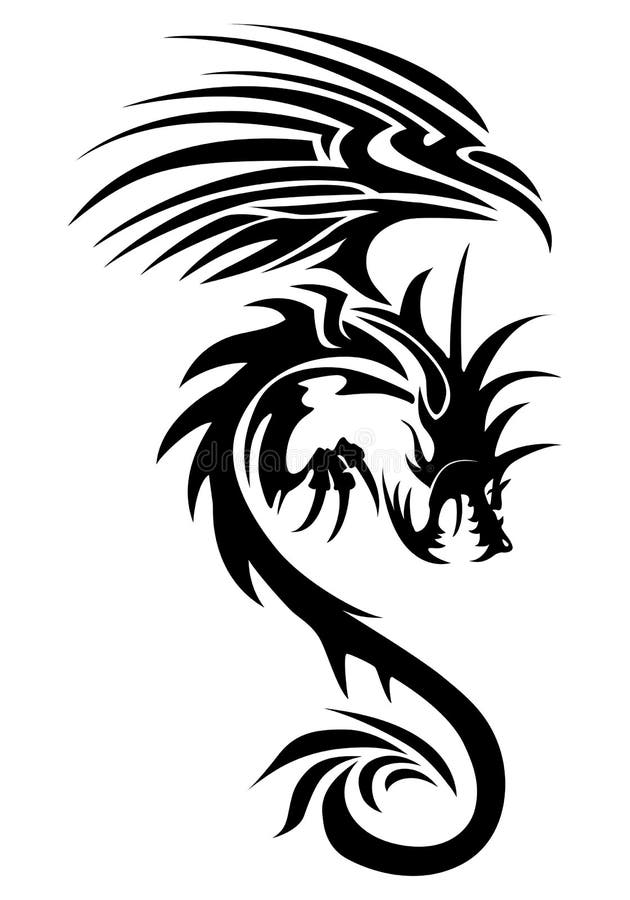 Flying dragon tattoo stock illustration. Illustration of intricacy ...